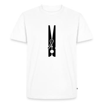 Pince à linge / pince à linge (1c) - T-shirt Premium bio Homme - blanc - Devant - Nico (187cm)