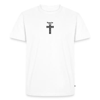 Baptême 2025 Célébrer la Croix Bloc de Mosaïque Croix de Mosaïque - T-shirt Premium bio Homme - blanc - Devant - Nico (187cm)