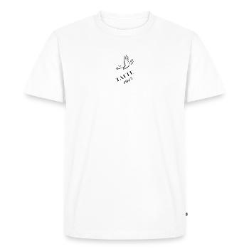 Baptême 2025 Colombe flottante vers le bas Cadeau de baptême 2025 - T-shirt Premium bio Homme - blanc - Devant - Nico (187cm)