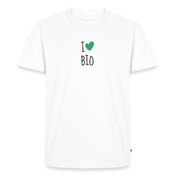 J’AIME BIO - PRODUITS BIO - BIO LOVER - NATURLIEBE - T-shirt Premium bio Homme - blanc - Devant - Nico (187cm)