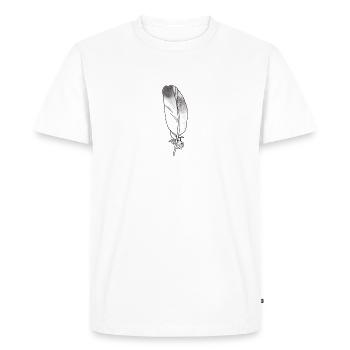 Petite plume grise dessinée à la main (pigeon) - T-shirt Premium bio Homme - blanc - Devant - Nico (187cm)