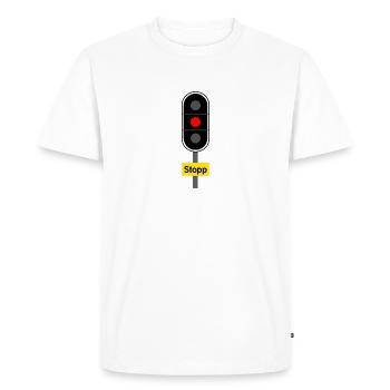Stop - Men's Premium Organic T-Shirt - white - Front - Nico (187cm)