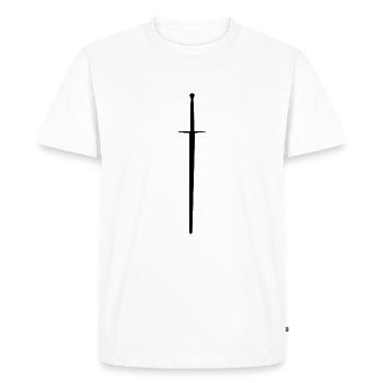 Épée à deux mains Richard ambidextre à deux mains - T-shirt Premium bio Homme - blanc - Devant - Nico (187cm)