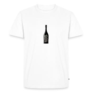 Silhouette de bouteille de vin d’eau pétillante noire - T-shirt Premium bio Homme - blanc - Devant - Nico (187cm)