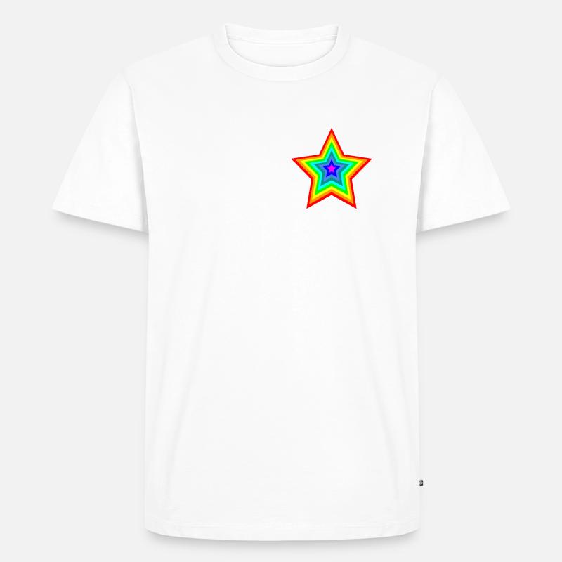 Regenbogenstern - Männer Premium Bio T-Shirt - Weiß