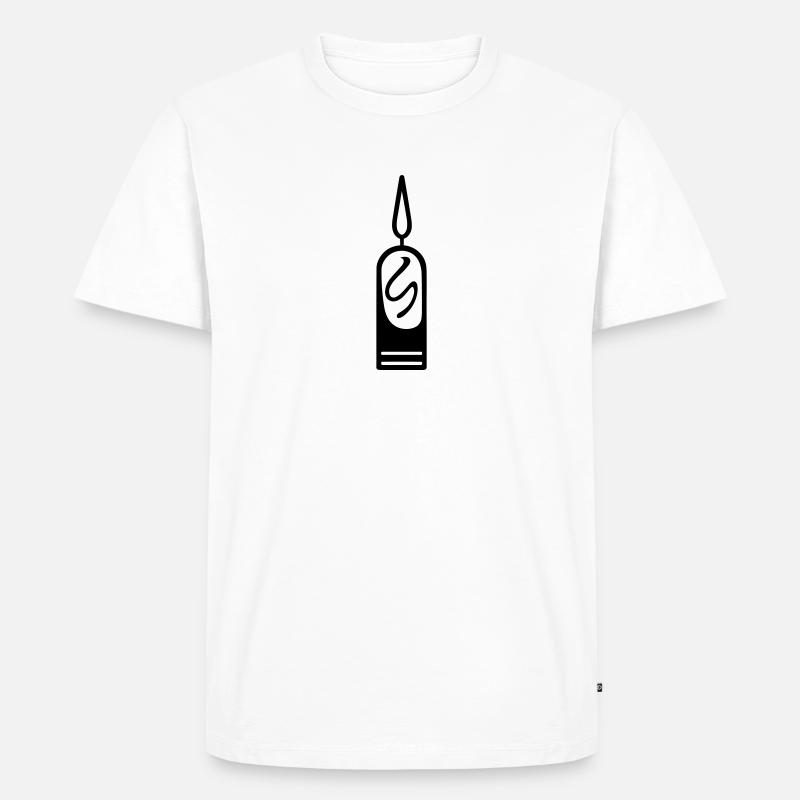 Kerze - Männer Premium Bio T-Shirt - Weiß