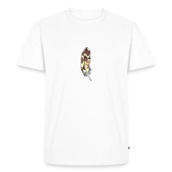 Petit brun plume dessiné à la main (Canard colvert) - T-shirt Premium bio Homme - blanc - Devant - Nico (187cm)