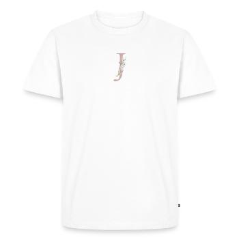 J Monogram, Floral, Personnalisable - T-shirt Premium bio Homme - blanc - Devant - Nico (187cm)