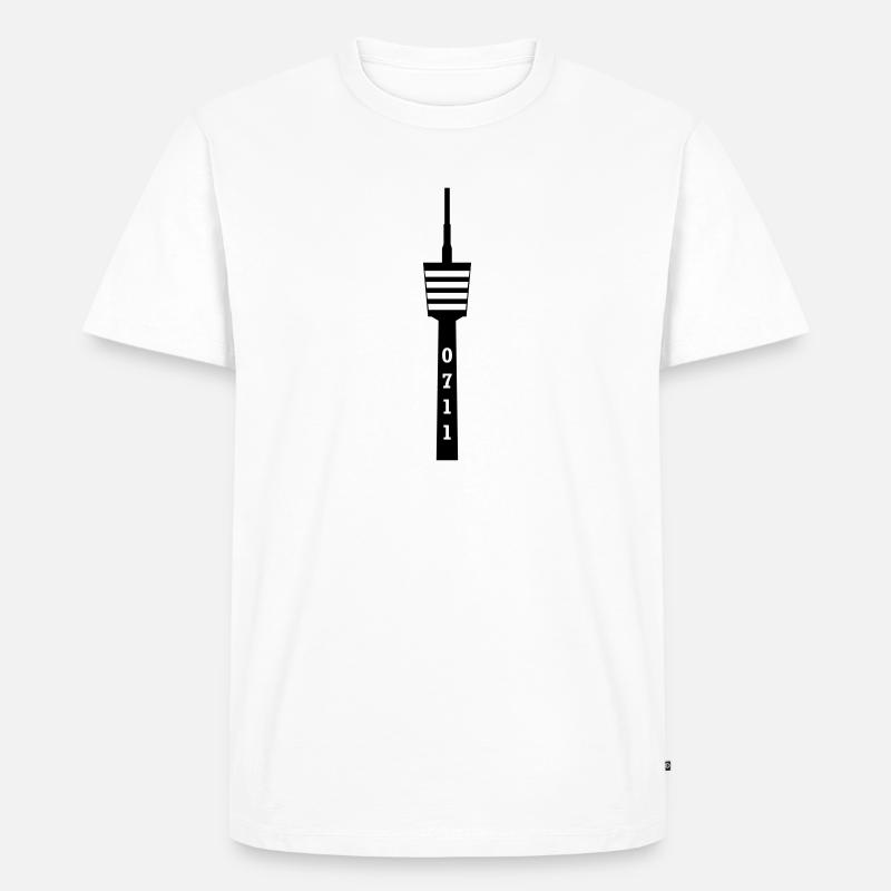 Fernsehturm0711 - Männer Premium Bio T-Shirt - Weiß
