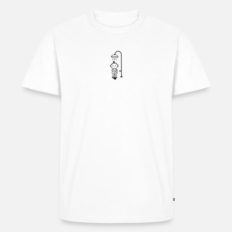 scheues Mädchen unter der Dusche - Männer Premium Bio T-Shirt - Weiß