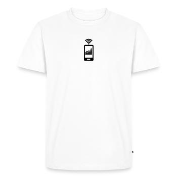 Chart stocks with smartphone - Men's Premium Organic T-Shirt - white - Front - Nico (187cm)