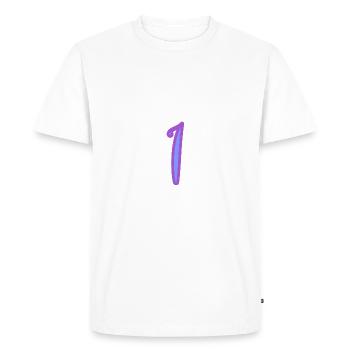 1. 1 AN. 1er ANNIVERSAIRE. ANNIVERSAIRE 1 AN - T-shirt Premium bio Homme - blanc - Devant - Nico (187cm)