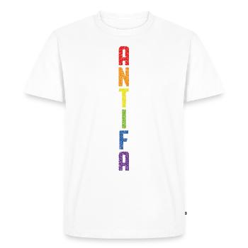 Fierté Antifa - T-shirt Premium bio Homme - blanc - Devant - Nico (187cm)