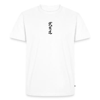 Bushido en écriture kanji japonaise - T-shirt Premium bio Homme - blanc - Devant - Nico (187cm)