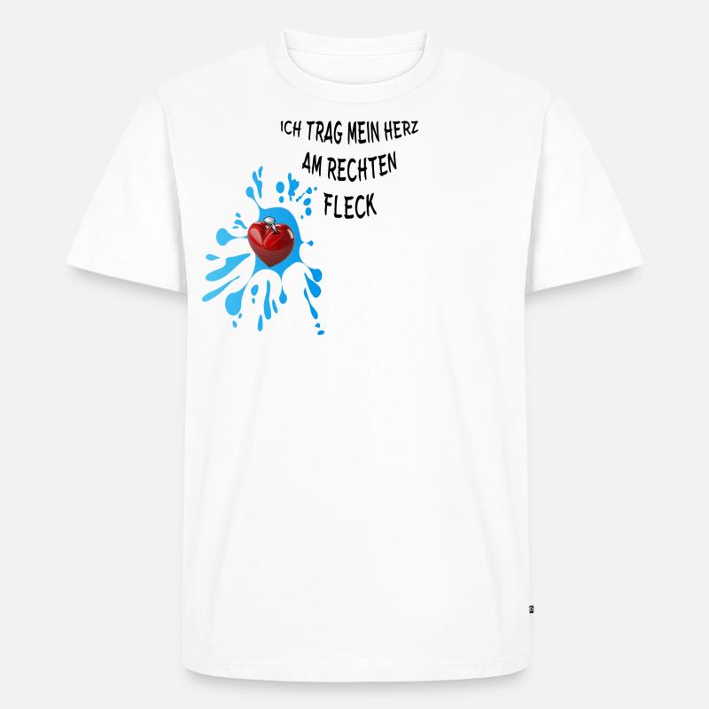 Herz am rechten Fleck - Männer Premium Bio T-Shirt - Weiß