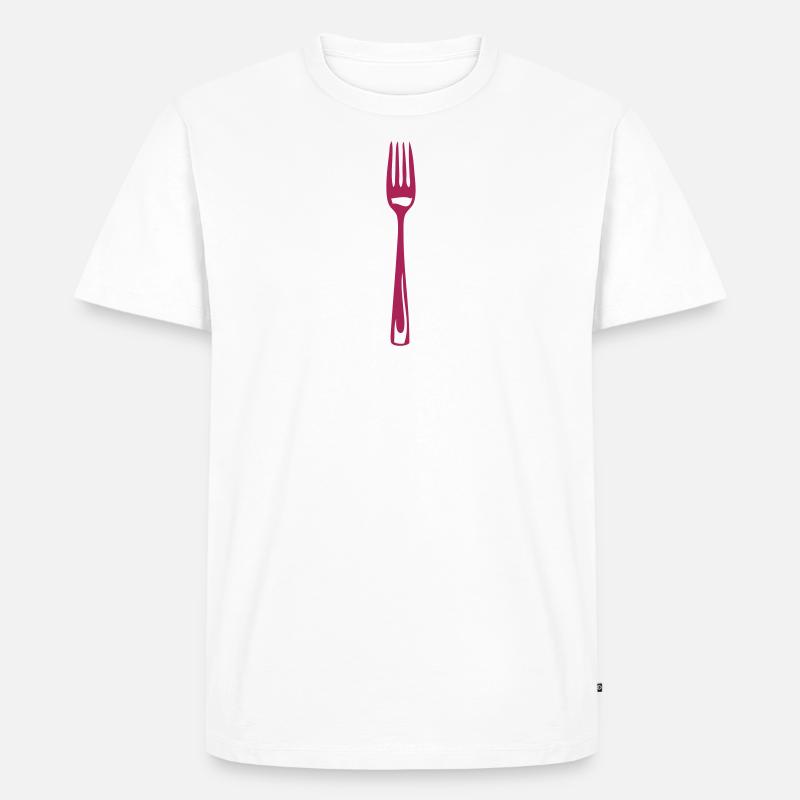 Gabel kochen - Männer Premium Bio T-Shirt - Weiß