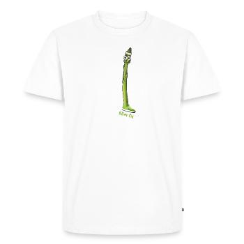 slim fit, sport, fitness, asperges, asperges vertes - T-shirt Premium bio Homme - blanc - Devant - Nico (187cm)