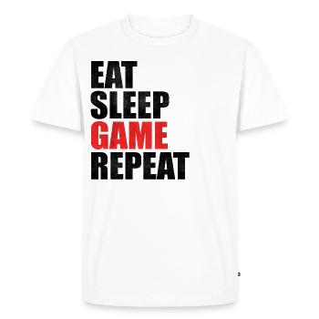 Eat Sleep Game Repeat Nerd Clan Gaming Gift - Men's Premium Organic T-Shirt - white - Front - Nico (187cm)