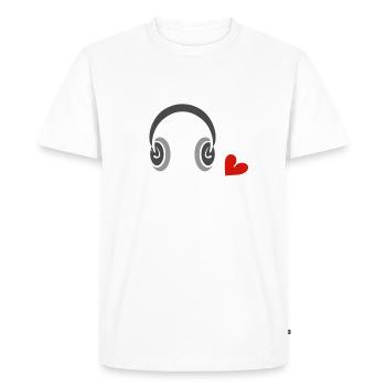 J'aime la musique, les écouteurs avec le coeur - J'aime la musique - T-shirt Premium bio Homme - blanc - Devant - Nico (187cm)