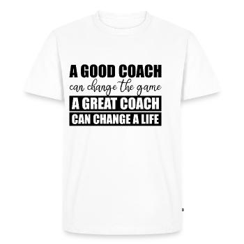 A Great Coach Can Change A Life 2 - Men's Premium Organic T-Shirt - white - Front - Nico (187cm)