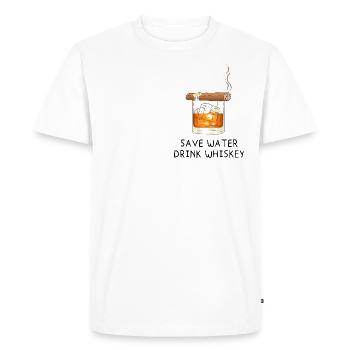 économiser l’eau boire du whisky - amateurs de whisky - T-shirt Premium bio Homme - blanc - Devant - Nico (187cm)