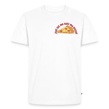 Laisse-moi manger ma pizza - T-shirt Premium bio Homme - blanc - Devant - Nico (187cm)