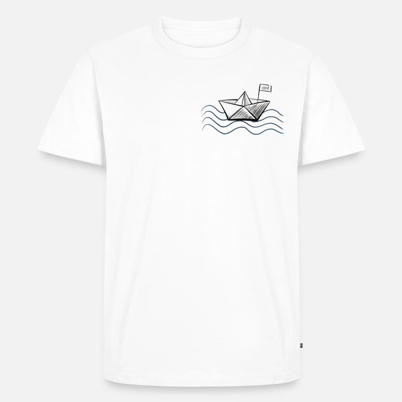 Papierboot - Männer Premium Bio T-Shirt - Weiß