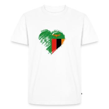 Grungy I Love Zambia Heart Flag - Men's Premium Organic T-Shirt - white - Front - Nico (187cm)