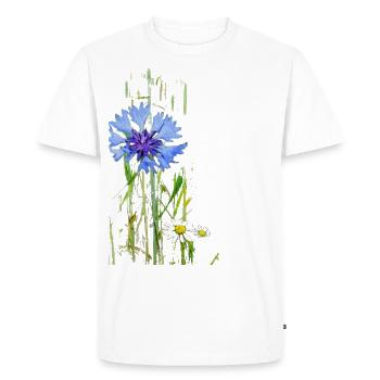 Wild cornflower - Men's Premium Organic T-Shirt - white - Front - Nico (187cm)