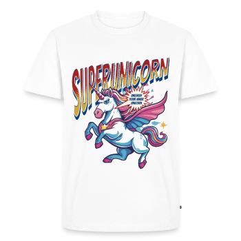 Licorne Super-héros Superpouvoirs Bande dessinée surnaturelle - T-shirt Premium bio Homme - blanc - Devant - Nico (187cm)