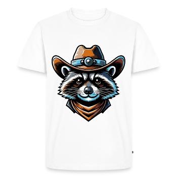 raton laveur avec chapeau de cow-boy dans le style bande dessinée - T-shirt Premium bio Homme - blanc - Devant - Nico (187cm)