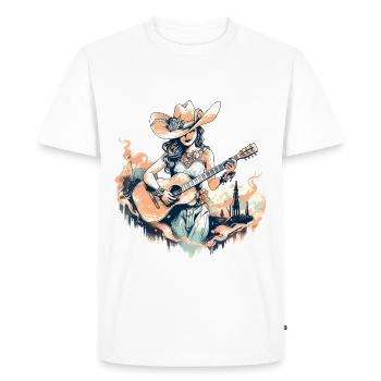Guitare, Guitariste, Chanteur, Musique country, Vintage - T-shirt Premium bio Homme - blanc - Devant - Nico (187cm)