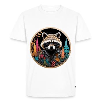 Raccoon in a colorful circle frame - Men's Premium Organic T-Shirt - white - Front - Nico (187cm)