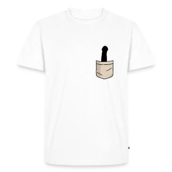Shirt pocket with cock Cock Penis Lörres - Men's Premium Organic T-Shirt - white - Front - Nico (187cm)
