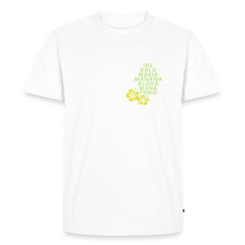 Fleurs Les principes Huna 7 / Hibiscus - T-shirt Premium bio Homme - blanc - Devant - Nico (187cm)