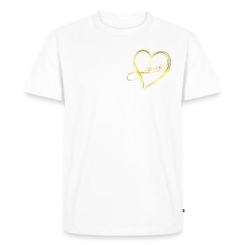 Cœur doré - T-shirt Premium bio Homme - blanc - Devant - Nico (187cm)