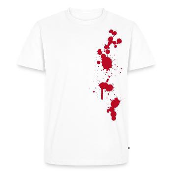 Taches de sang éclaboussures Halloween Zombies salle d’opération médecin - T-shirt Premium bio Homme - blanc - Devant - Nico (187cm)