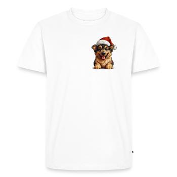 Patte de Noël : Chien mignon avec chapeau - T-shirt Premium bio Homme - blanc - Devant - Nico (187cm)
