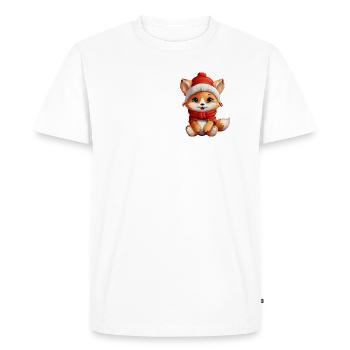 Patte de Noël : Renard mignon avec chapeau - T-shirt Premium bio Homme - blanc - Devant - Nico (187cm)