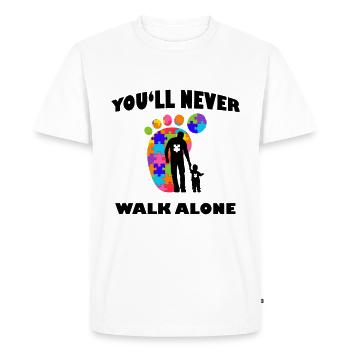 Jamais seul père et fils autisme nain - T-shirt Premium bio Homme - blanc - Devant - Nico (187cm)