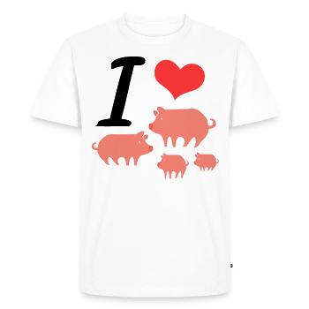 I LOVE PIGS - T-shirt Premium bio Homme - blanc - Devant - Nico (187cm)