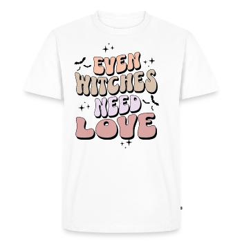 Même les sorcières ont besoin d’amour Sorcière mignonne - T-shirt Premium bio Homme - blanc - Devant - Nico (187cm)