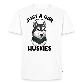Juste une fille qui aime les huskies - T-shirt Premium bio Homme - blanc - Devant - Nico (187cm)
