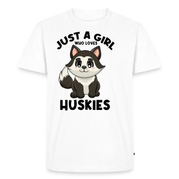 Juste une fille qui aime les huskies - T-shirt Premium bio Homme - blanc - Devant - Nico (187cm)