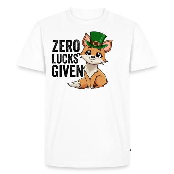 Zero Lucks Given Cute Kawaii Fox Ireland Irish Pun - T-shirt Premium bio Homme - blanc - Devant - Nico (187cm)