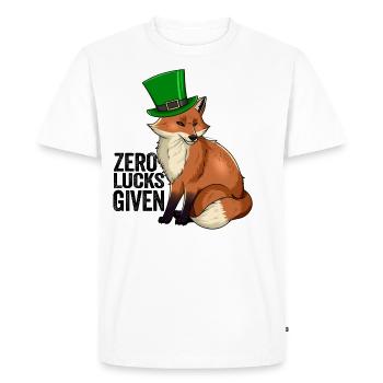 Zero Lucks Given Cute Kawaii Fox Ireland Irish Pun - T-shirt Premium bio Homme - blanc - Devant - Nico (187cm)
