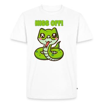 Hiss Off! - Cute Snake Pun - Men's Premium Organic T-Shirt - white - Front - Nico (187cm)