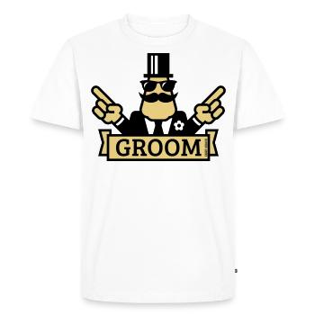 Pointing Groom (Polterabend / JGA / 2C) - Männer Premium Bio T-Shirt - Weiß - Vorne - Nico (187cm)