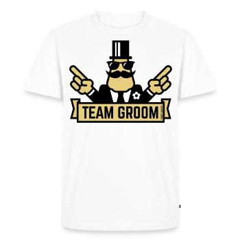 Team Groom (Pointage Enterrement de vie de garçon et de garçon 2C) - T-shirt Premium bio Homme - blanc - Devant - Nico (187cm)