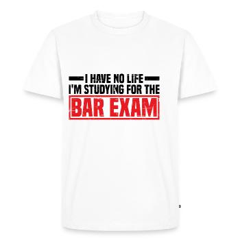 Je n’ai pas de vie j’étudie pour l’examen du barreau 4 - T-shirt Premium bio Homme - blanc - Devant - Nico (187cm)